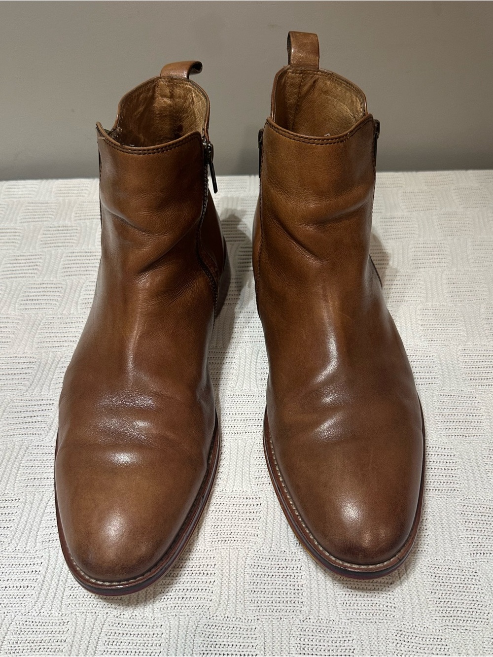 Johnston Murphy Brown Leather Zip Ankle Boots Mens 11.5